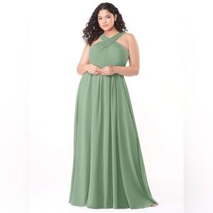 Azazie Dixie Dress in Dusty Sage Size 18